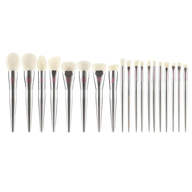 19pcs/set Berus solek berfungsi penuh berkualiti tinggi Set Serbuk Perona Pipi Serbuk Kening Pembayang Mata Berus solek kot perak