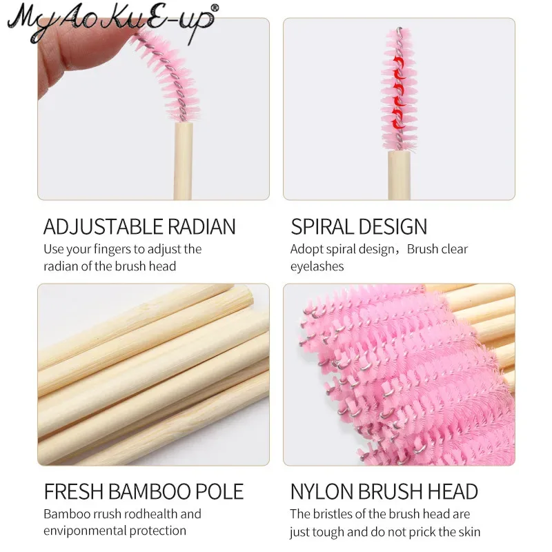 Wooden Makeup Mascara Brushes Wand Disposable Cosmetic Makeup Eyebrow Brush Applicator Eyelash Extension Cosmetic Brushes Tools — image 4
