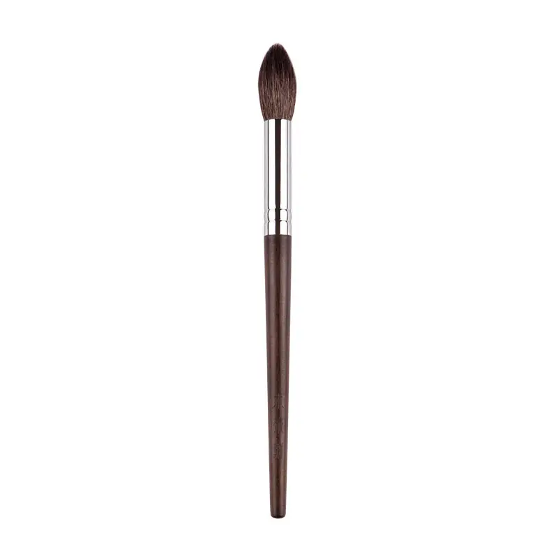 1 stk Højkvalitets Pro gedehår Highlighter Makeup børster Flamme form Highlight Make up børster Ibenholt håndtag kosmetiske værktøjer