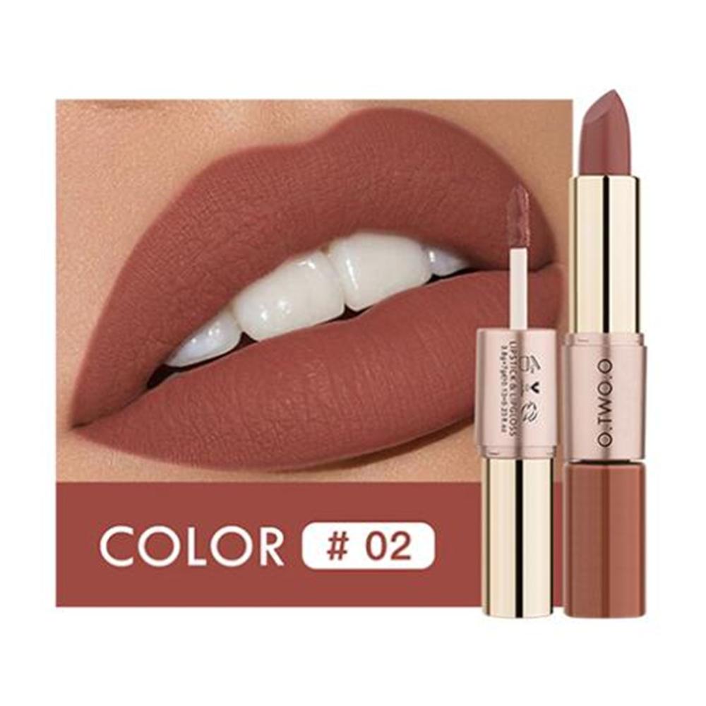 O.TWO.O 2 in 1 Matte Lippenstift Lipgloss Kosmetik Wasserdicht Pintalabios Batom Mate Lippen Make-up Rouge 12 Farben Lippenstift — image 11