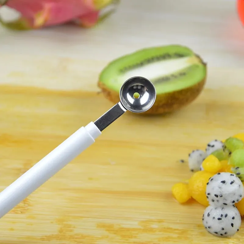 Mini Apple Ball Digger Melon ช้อนไอศกรีมขุด Scoop สแตนเลส Double-end เครื่องมือทำอาหารห้องครัว DIY อุปกรณ์เสริม Gadgets — image 3
