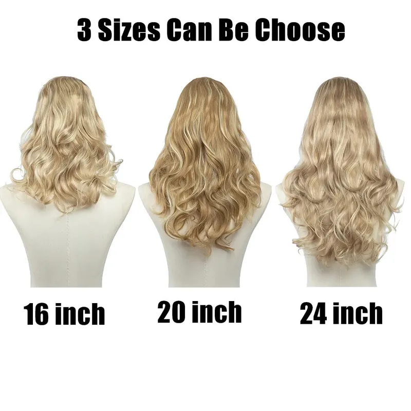 Premium Synthetic U-Part Clip In Hair Extension Long Thick Curly Natural Blonde False Heat Resistant Hair Hairpieces For Women — image 3