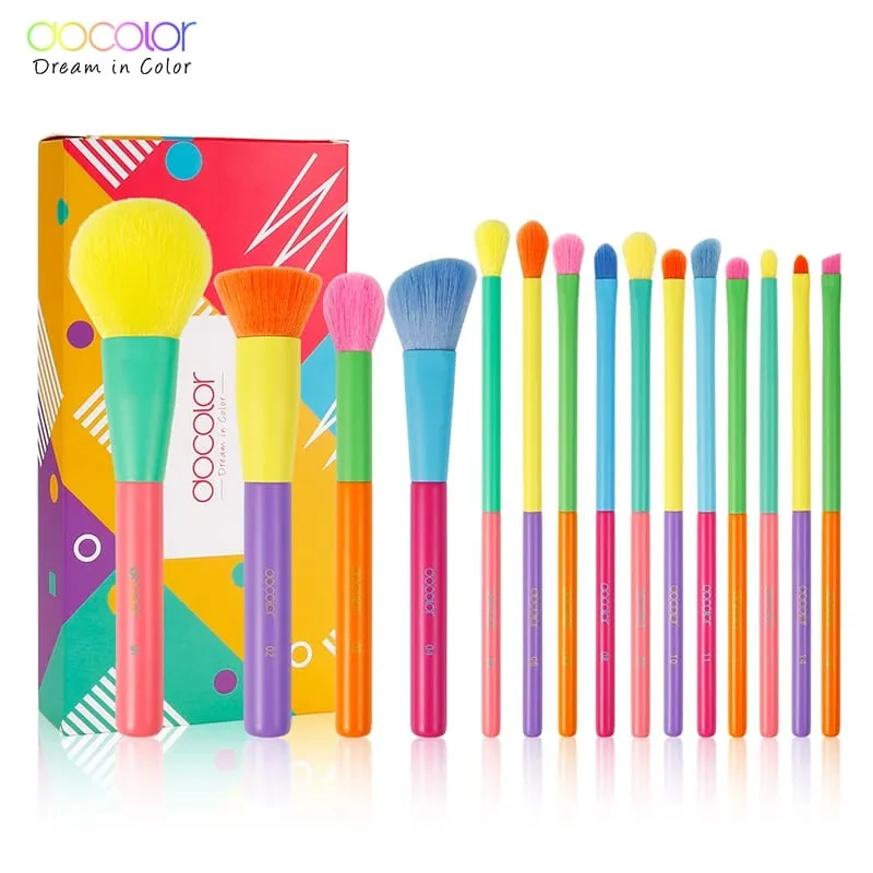 Docolor-Juego de brochas de maquillaje Kabuki, 15 Uds., base en polvo, colorete, sombra de ojos, mezcla de rostros, corrector, herramienta de belleza