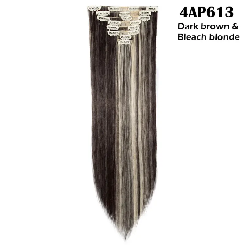 S-noilite Synthetic 8PCS/Set 18Clips Clip in Hair Extensions Long Straight Hair Extension Clip in Hair for Women — image 28