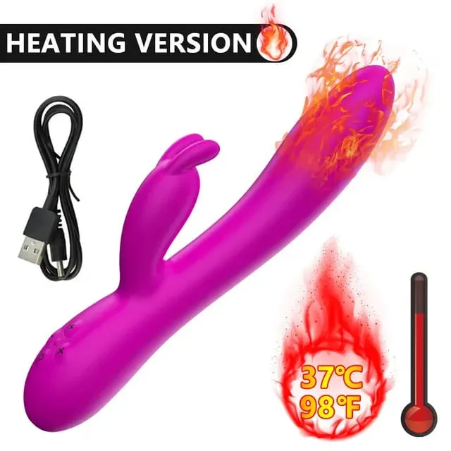 USB Opladen Verwarming AV Konijnendildo Vibrator Vagina Clitoris Stimulator G-Spot Volwassen Spel Speeltjes voor Vrouwen Vrouwelijke Masturbator