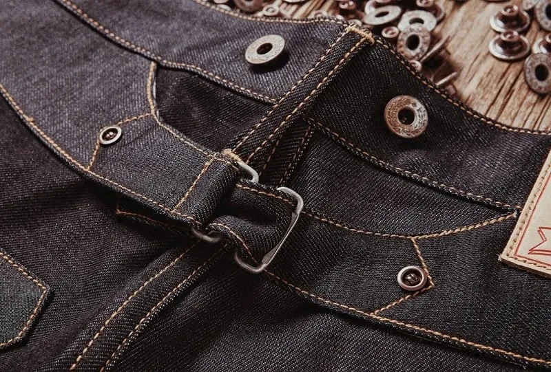 Red Tornado Blacksmith Buckle Back Jeans 16.5oz Mentah Selvedge Denim Kaki Lurus — image 4