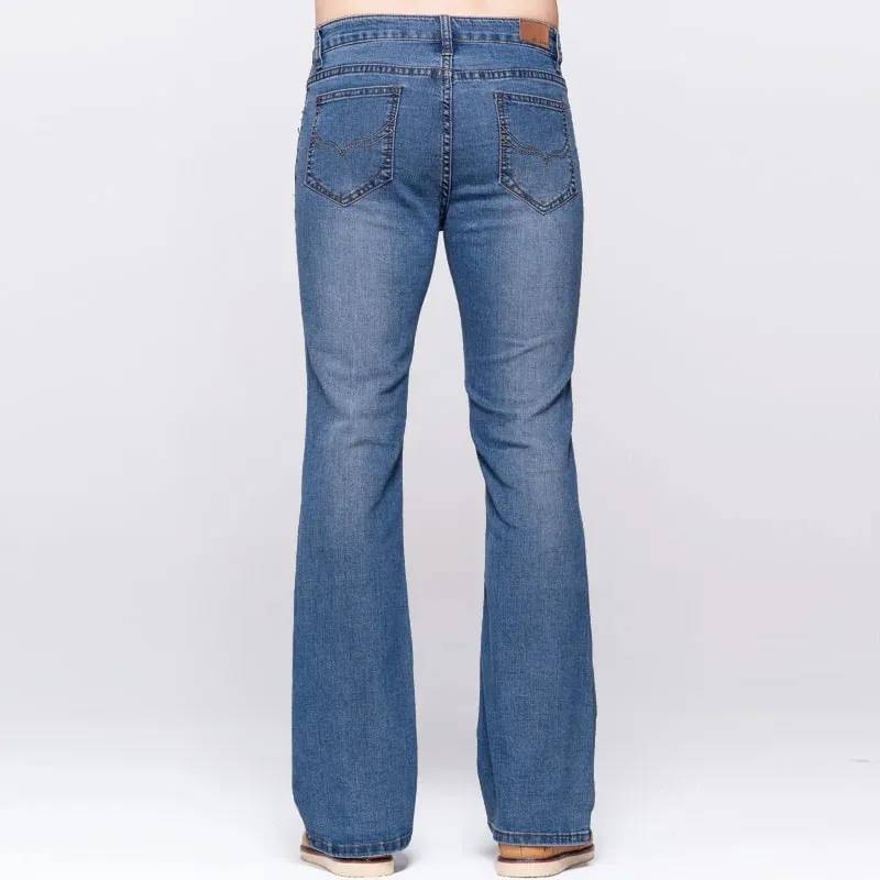 Jeans slim da uomo con taglio a stivale Jeans elasticizzati classici Jeans leggermente svasati blu cielo Jeans elasticizzati casual — image 6