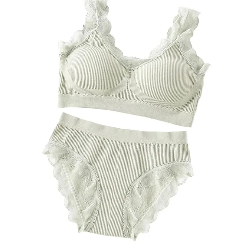 Sexy Lace Lingerie Set Padded Bra Set Without Steel Ring Solid Women's Underwear Brassiere Comfortable Fitness Crop Top — image 8