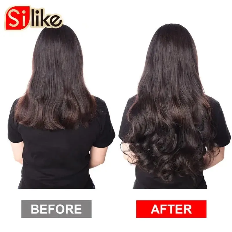 Silike 32 นิ้วสังเคราะห์ Wavy คลิป One Piece Hair Extensions 17 สีทนความร้อน Fiber Hair Extension สำหรับผู้หญิง — image 5