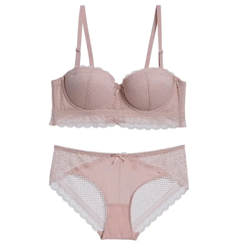 เซ็กซี่ Hollow OUT Lace ครึ่งถ้วย Push Up Bra พร้อมสายรัดที่ถอดออกได้ Broadside Bra และชุดกางเกงชุดชั้นในผู้หญิงชุดชั้นใน — image 2
