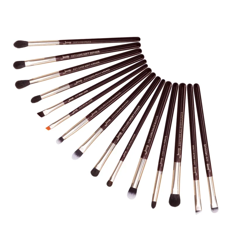 Jessup แปรงแต่งหน้าชุด 15 ชิ้น Eye Make up Brush อายแชโดว์ Eyebrow Liner Blending คอนซีลเลอร์เครื่องสำอางค์ชุดเครื่องมือแปรงผมแพะ — image 11