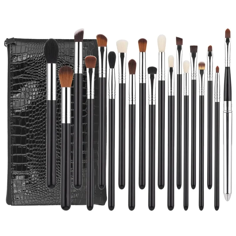 Set di pennelli per ombretto completo da 19 pezzi Pennello per occhi Fondotinta Contorno Correttore Pennello per trucco cosmetico con borsa