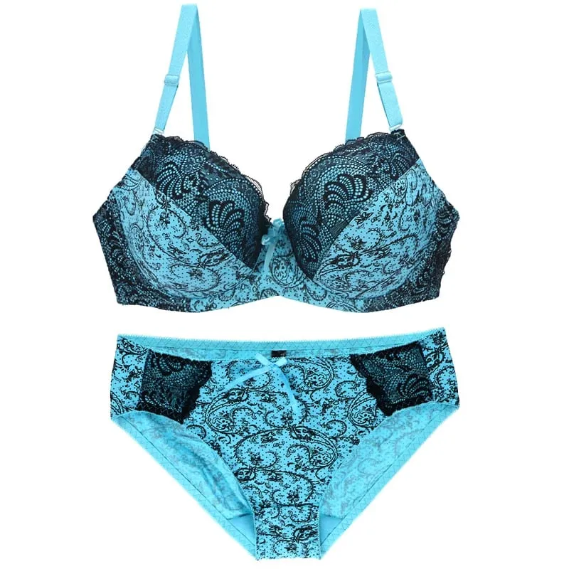 New Sexy Lace Shoulder Strap Bras Set Ladies Push Up Large Size Lingerie Plus Underwire BCDE Cup Underwear — image 4