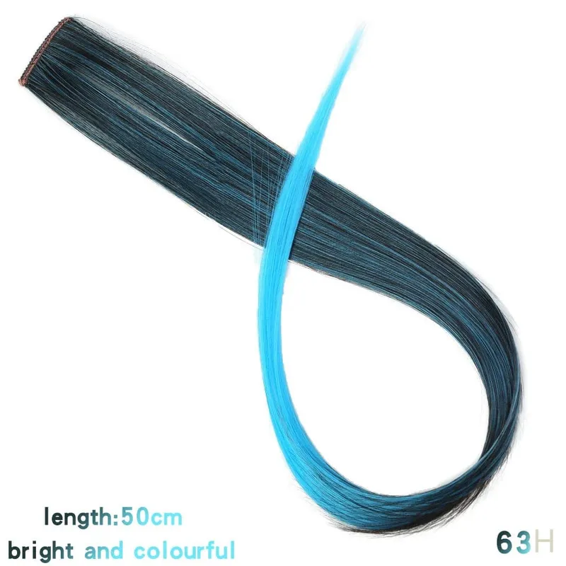 Lupu Synthetic Long Straight Rainbow Highlight Colored Hair Extensions Clip In Fake Hair Pieces For Women Heat Resistant — image 38