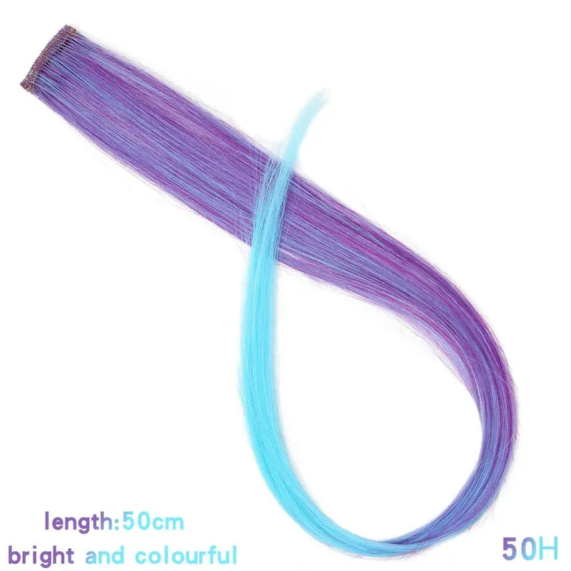 Lupu Synthetic Long Straight Rainbow Highlight Colored Hair Extensions Clip In Fake Hair Pieces For Women Heat Resistant — image 18