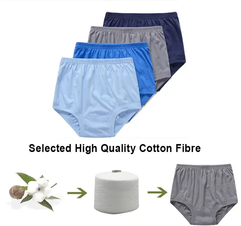 Men Briefs High Waist 100%Cotton Men Underwear Plus Size Cueca Masculina Soft Underpants Breathable Panties L-4XL For Daddy — image 2