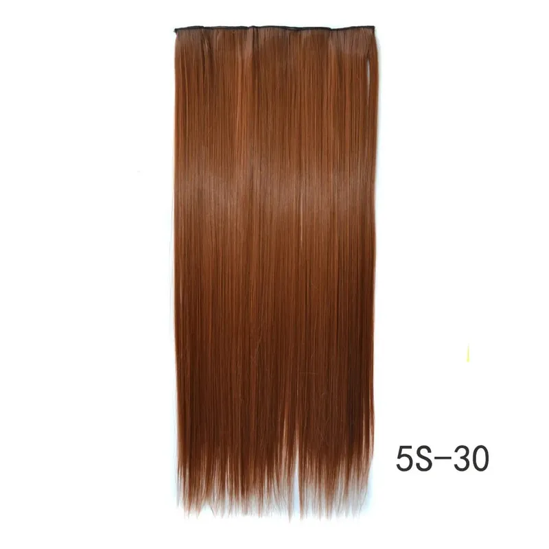 Synthetic Natural Synthetic Hair Extensions 5 Clip In Artificial Fake Ombre Blonde Brown Black Pink Straight False Hair Piece — image 33