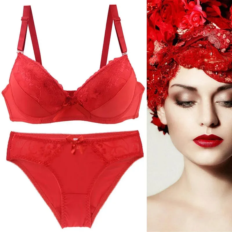 2021 nowych kobiet biustonosz push-up komplety Intimates koronkowe stringi bielizna solidna kokarda 70-105 BCDE Cup kobieta bielizna Plus Size — image 5