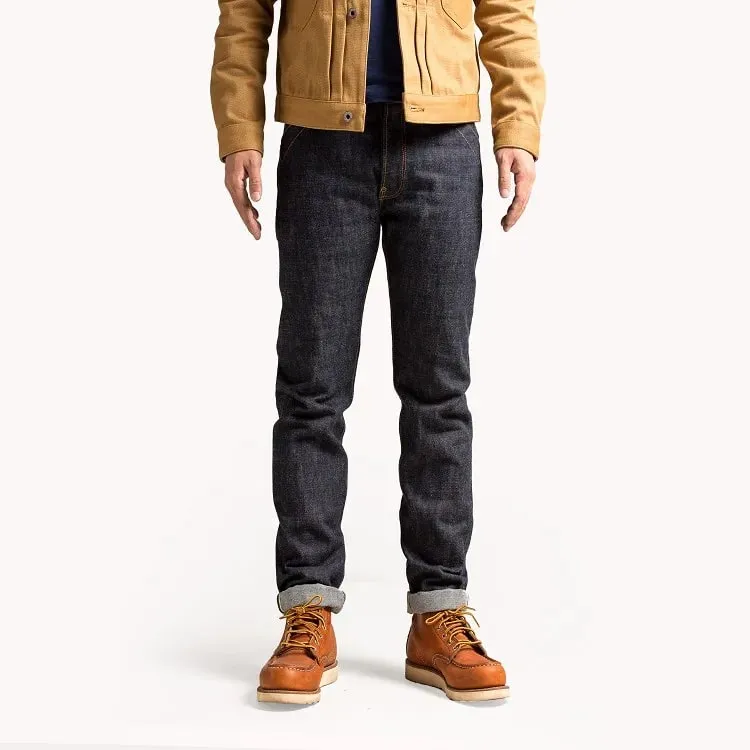 Red Tornado Blacksmith Buckle Back Jeans 16.5oz Mentah Selvedge Denim Kaki Lurus