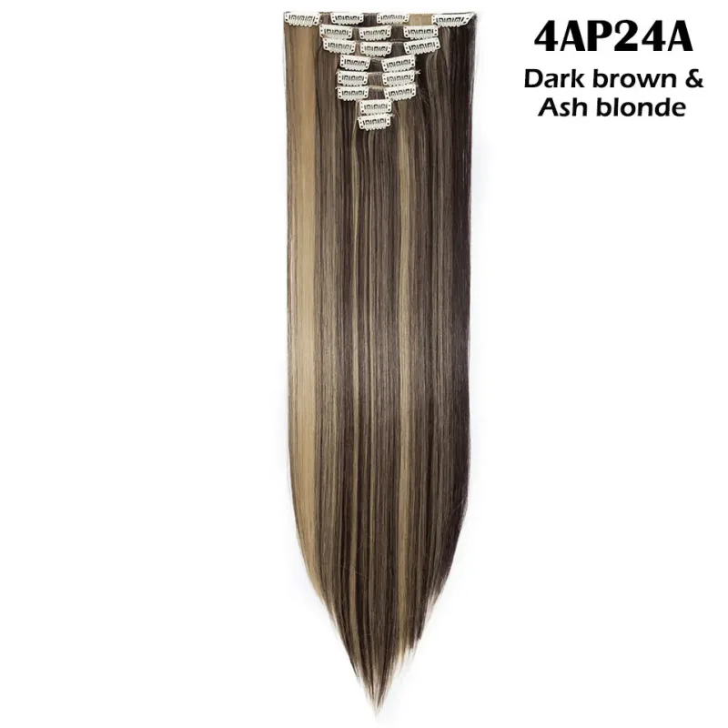 S-noilite Synthetic 8PCS/Set 18Clips Clip in Hair Extensions Long Straight Hair Extension Clip in Hair for Women — image 32