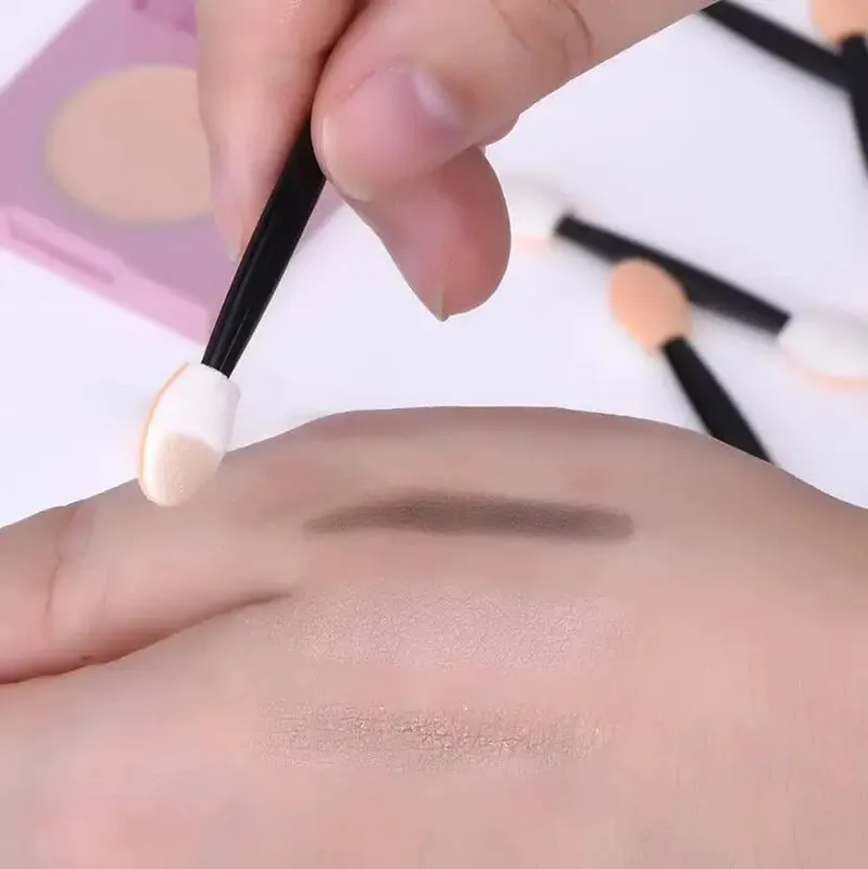 12 STK Øjenskygge Applikator Pro Svamp Dobbelt Endet Make Up Supplies Bærbare øjenskygge børster Nail Mirror Pulver børste — image 2