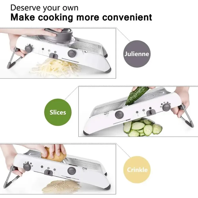 18 ประเภทปรับ Mandoline Slicer ผักสแตนเลส Julienner เครื่องขูดหัวหอมเครื่องตัดมันฝรั่งเครื่องตัด KC0326 — image 5