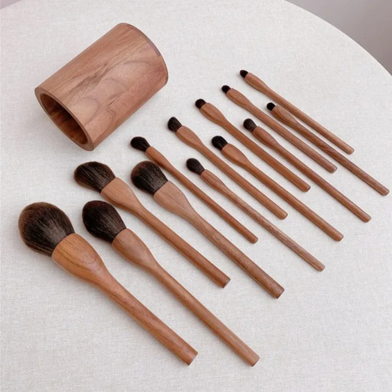 Make-up-Pinsel-Set aus Holz, für Kosmetik, Puder, Rouge, Foundation, Bildhauerei, Lidschatten, professionelle Schönheit, Make-up-Pinsel — image 3