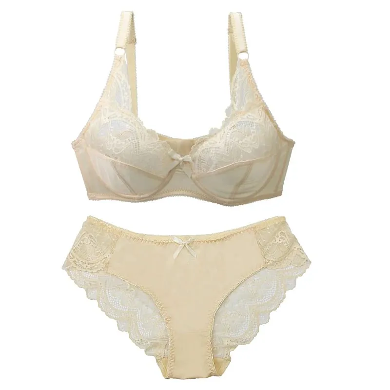 2021 nye sexede ultratynde tykke push-up blonder BCDE Cup bh-sæt til kvinder undertøj plus størrelse dameundertøj — image 5