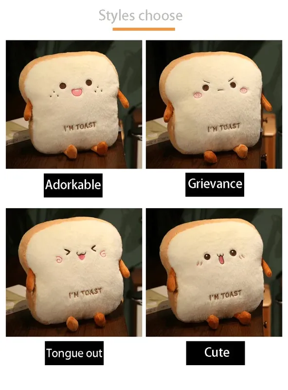 ตุ๊กตาขนมปังหมอนน่ารักจำลองอาหาร Toast ตุ๊กตานุ่มมืออุ่นหมอนเบาะตกแต่งบ้านของเล่นเด็กวันเกิด... — image 10