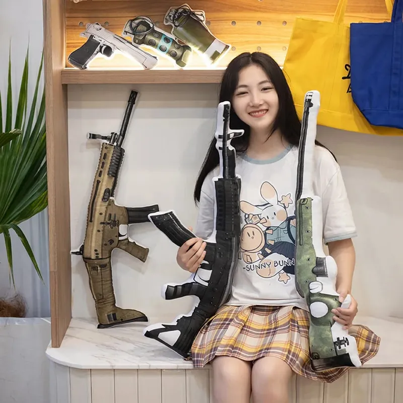 크리 에이 티브 PUBG 게임 소품 총 플러시 장난감 부드러운 인형 베개 인형 에어 드롭 상자 친구를위한 재미 있고 창의적인 선물 어린이 키즈 보이 — image 8