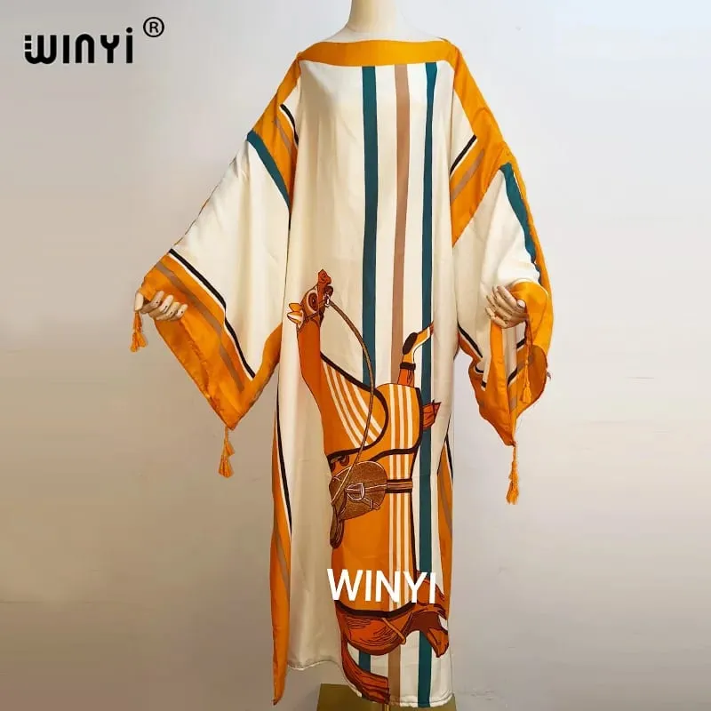 Cotton Robe Femme Hiver Платье Elegant Long Sleeve Мусульманские Комплекты Splicing Stripe Print Female Dresses Vestdios Abaya — image 7