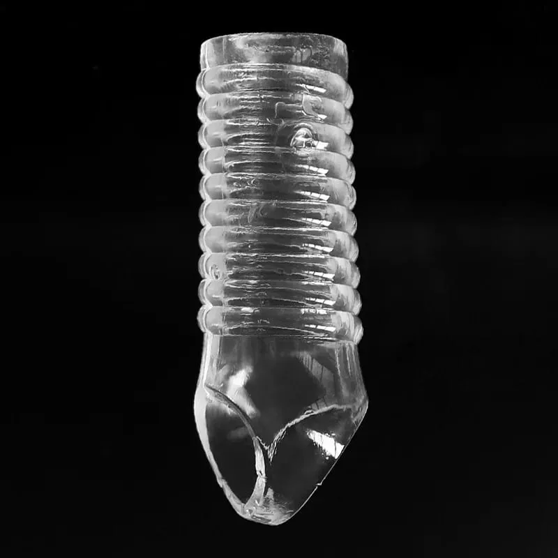 Transparent/Black Penis Extender Sleeve Reusable Condoms Penis Rings Enlargement Enhancer Delay Ejaculation Sex Toys for Men — image 2