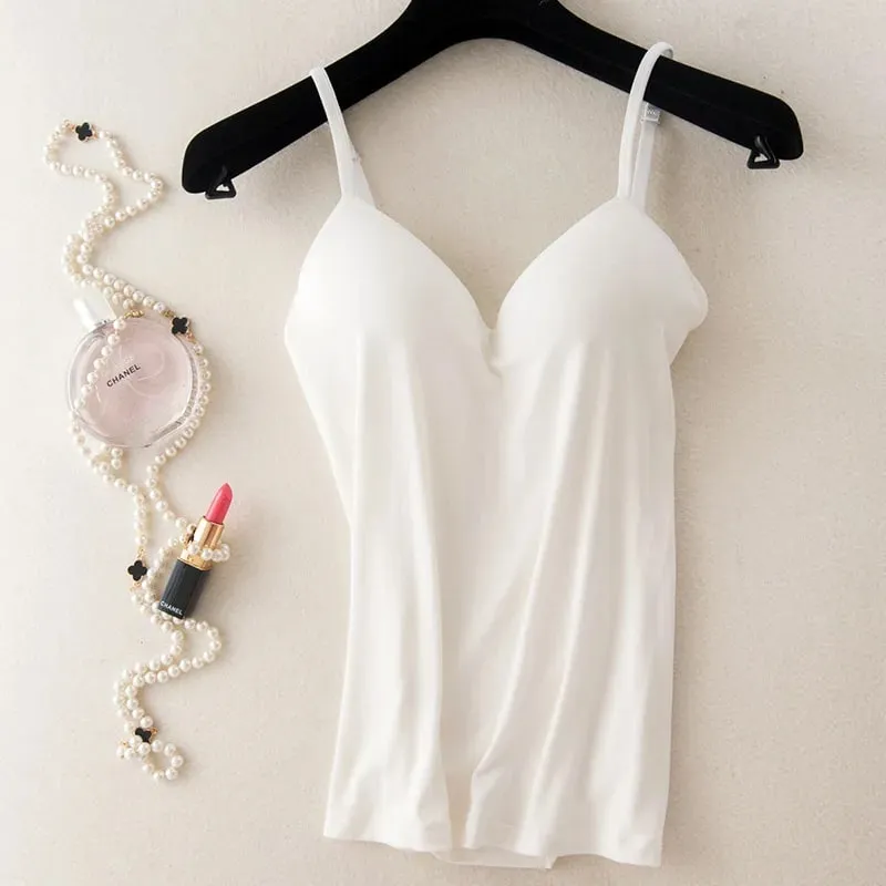 2024 Retro Vintage Basic & Casualหดลมผู้หญิงBraสปาเก็ตตี้สายคล้องคอVคอเสื้อกั๊กCami Tank Topsเสื้อเสื้อ — image 12