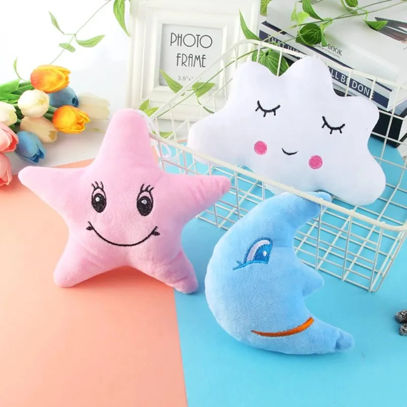 Oreillers en peluche en forme de lune, étoile, nuage, rose, blanc, bleu, décor de chaise de chambre, coussin doux, jouets en peluche pour enfants et bébés
