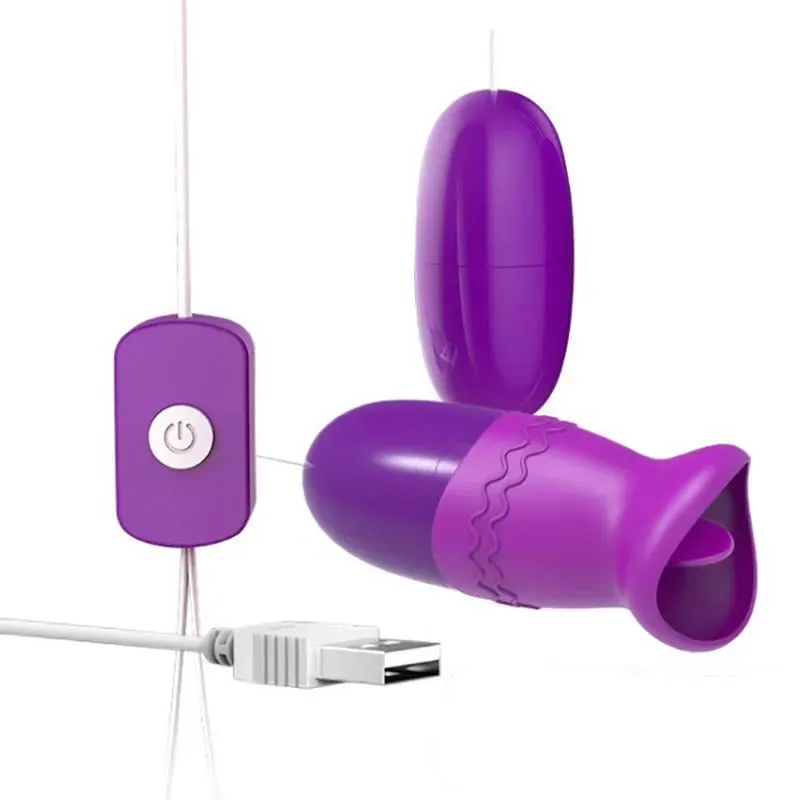 Vibratore multifunzione Clitoride G-Spot Lingua Clitoride 2 Uovo di salto USB Power Bullet Telecomando Vibrante Giocattoli sessuali per le donne
