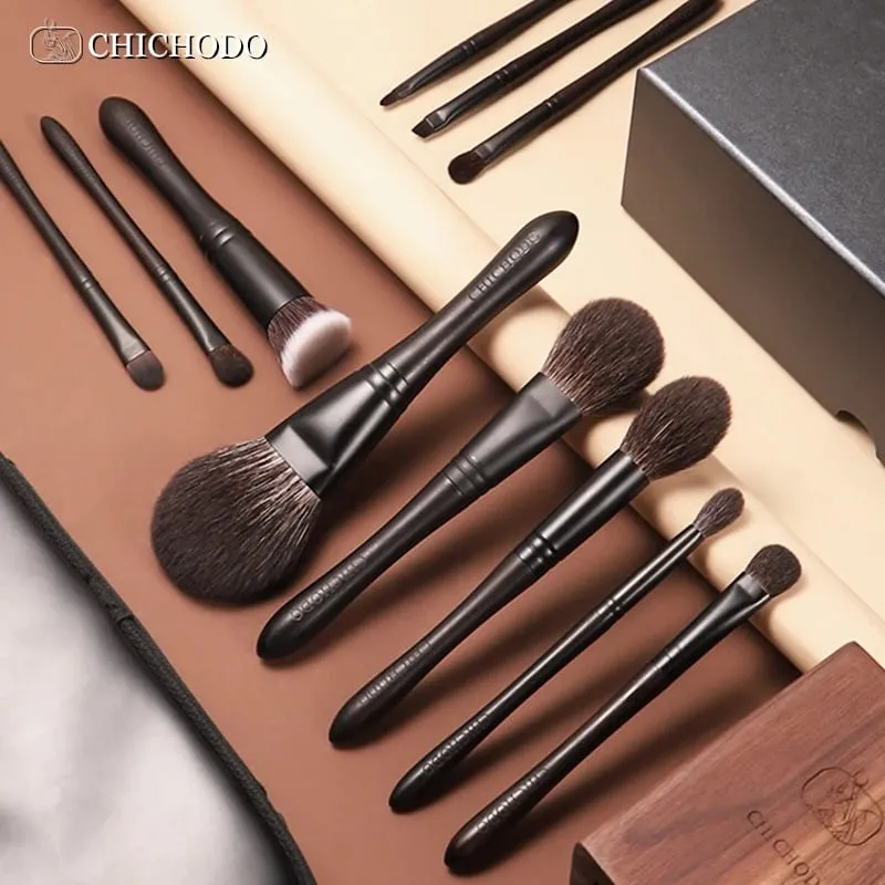 Makeup Brush-Marangyang Propesyonal na Black 11 Ebony Brushes Set-High Level Fox&Goat&Pony&Synthetic Hair Cosmetic Tools — image 1