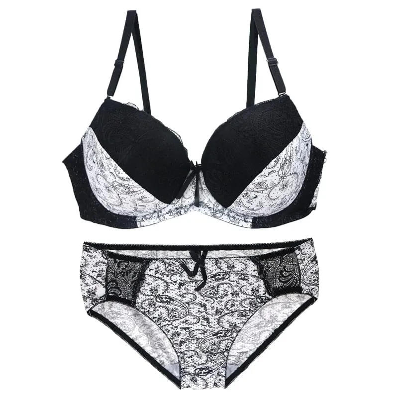 New Sexy Lace Shoulder Strap Bras Set Ladies Push Up Large Size Lingerie Plus Underwire BCDE Cup Underwear — image 2