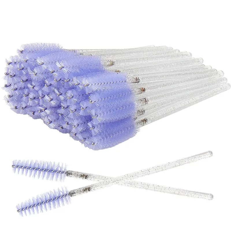 50 ชิ้นเครื่องสำอางแปรงขนตา Eye Lash แปรงแต่งหน้าทิ้งคริสตัลสีขาวมาสคาร่าแปรงขนตาเครื่องมือขยาย