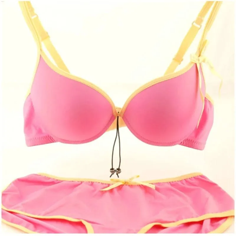 ปิดด้านหน้า Push Up Bra Panty ชุดผู้หญิงสีทึบสีแดง Rose สีแดงสีเหลืองชุดชั้นในวาเลนไทน์งานแต่งงานทุกวันหญิงชุดชั้นใน — image 1