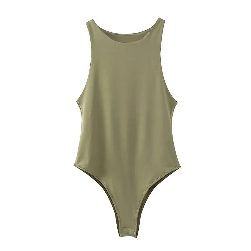 2022 summer solid sexy bodycon women bodysuits female 4 color green slim casual bodysuit chic lady club short playsuits femme — image 12