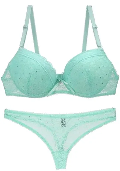 2021 New Lace Embroider Bars Set Womens Plus Size Push Up Underwear Bra and Panty Lingerie 32 34 36 38 ABC Cup For Lady