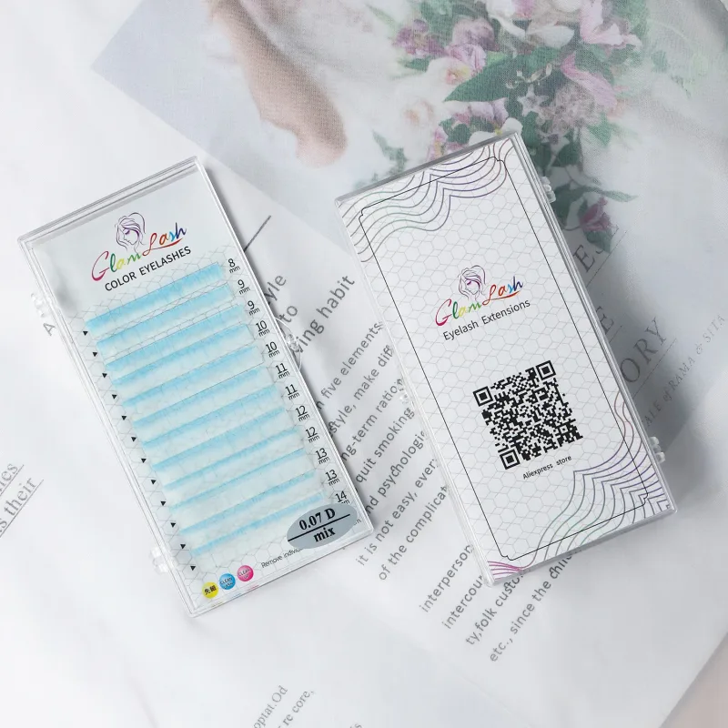 12Rows Ombre Gradient Red Green Blue Purple Color Eyelash Extension Individual Faux Mink False Eye Lashes Makeup — image 7
