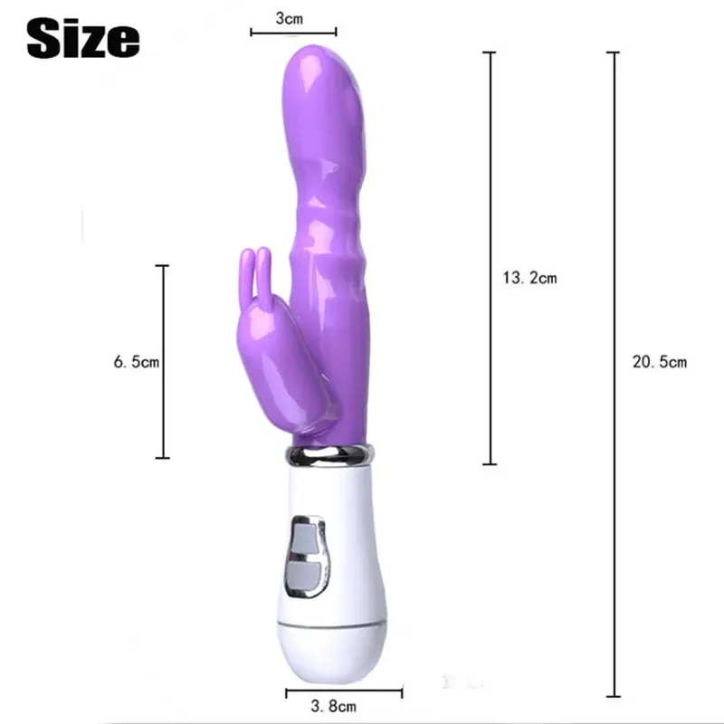 Vibratore del coniglio del punto G per le donne Doppio vibratore del dildo Impermeabile femminile Massaggiatore del clitoride della vagina Giocattoli adulti del sesso Prodotti erotici — image 4