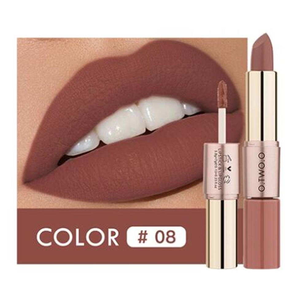 O.TWO.O 2 in 1 Matte Lippenstift Lipgloss Kosmetik Wasserdicht Pintalabios Batom Mate Lippen Make-up Rouge 12 Farben Lippenstift — image 15