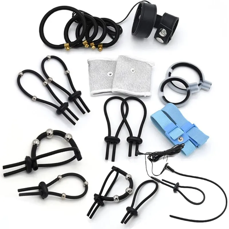 Male Electro Shock Penis Ring Electric Stimulation Massage Cock Ring Delay Time Ring Medical Themed Toys Sex Product Accessories