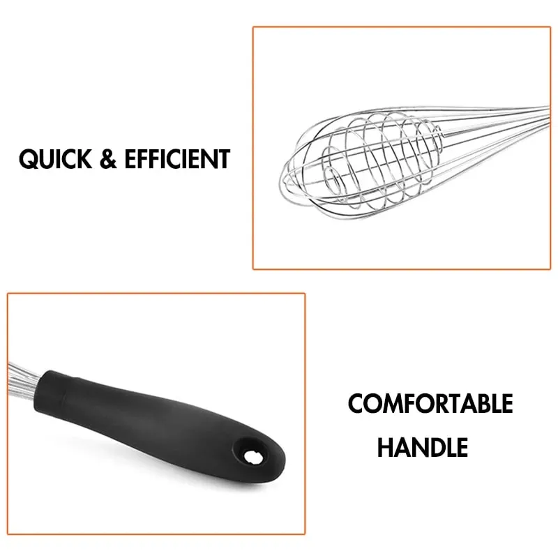 Stainless Steel + TPR Handle Egg Beater Kitchen Balloon Wire Whisk Mixer Foamer for Cooking Baking Blending Whisking Stirring — image 7