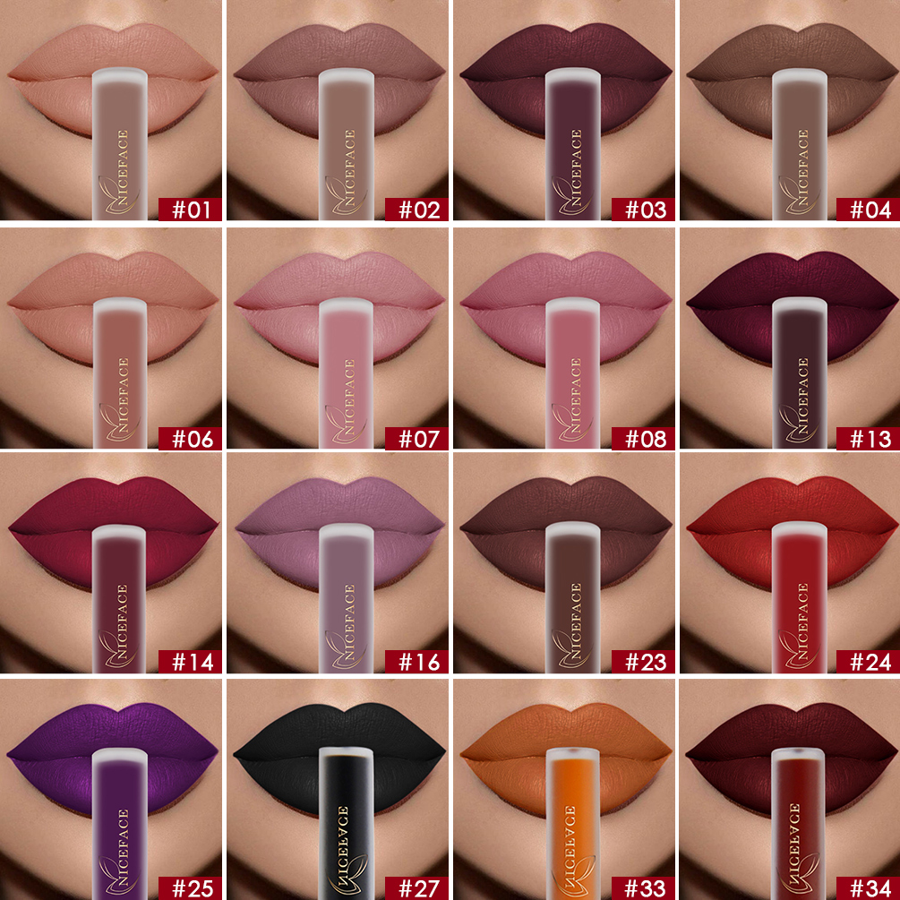 Nude Liquid ลิปสติก Waterproof Velvet Matte Lip Gloss Long Lasting Non-stick Cup Lip Tint แต่งหน้า Pigment เครื่องสำอาง — image 6
