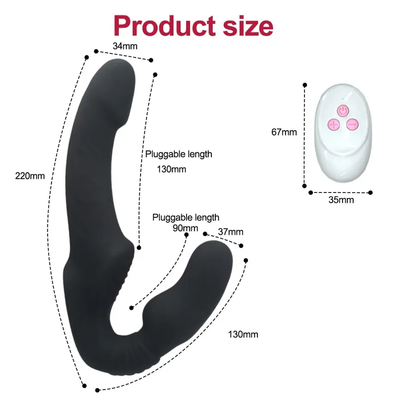 10 ความเร็ว Strapless Strapon Dildo Vibrator หญิง Double Vibrating G Spot เพศผู้ใหญ่ของเล่นสำหรับผู้หญิงคู่ Anal Prostate นวด — image 4