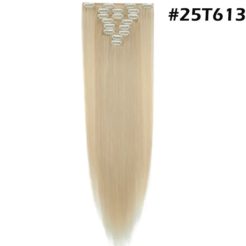 S-noilite Synthetic 8PCS/Set 18Clips Clip in Hair Extensions Long Straight Hair Extension Clip in Hair for Women — image 27