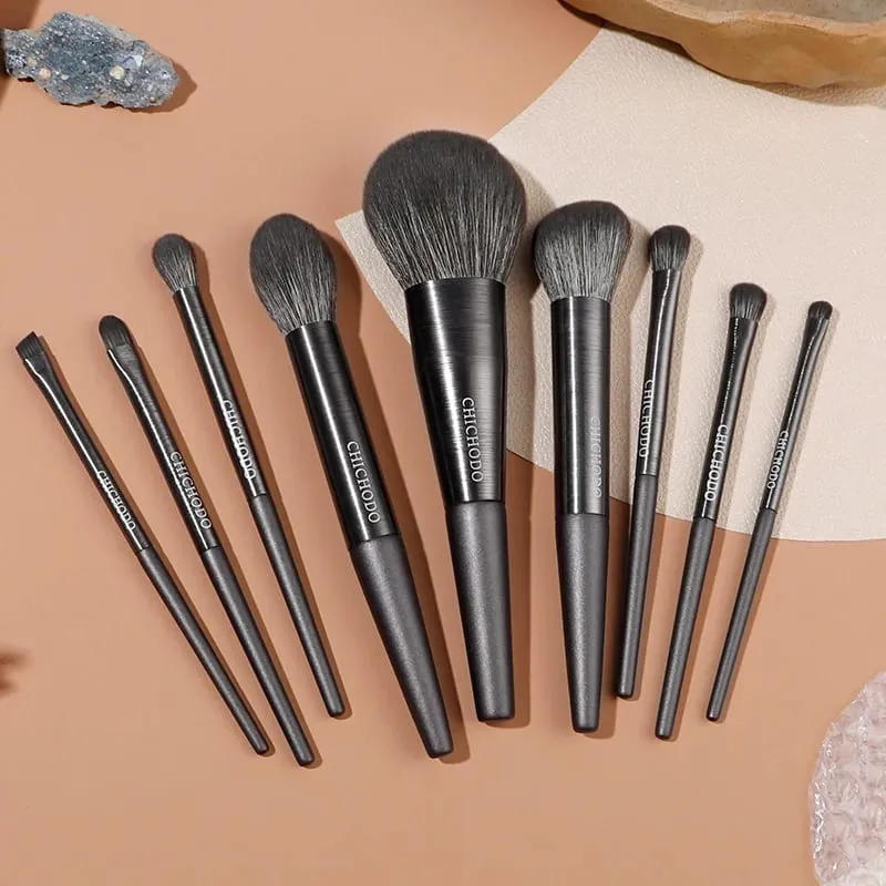 9 pcs/set kualitas Tinggi Kuas Makeup Bubuk patung Stabilo Eyeshadow Kuas Make up kit Noda Lipatan kuas alis — image 4